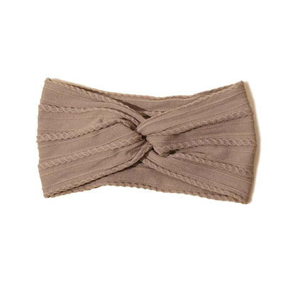 Belsen Baby Knotted Wide Stretch Nylon Headband in Light Khaki