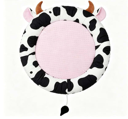 BabyOneStop Pink Cow Baby Floor Mat Tummy Time Play Gym with 6 Sensory Toys