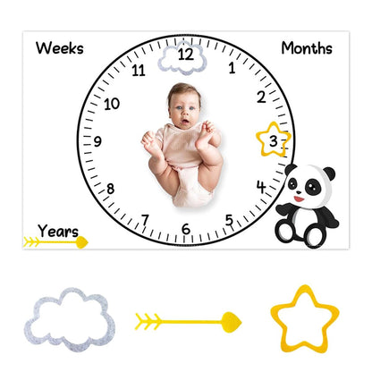 Milestone Photo Backdrop Blanket with Frames for Baby Growth Documentation