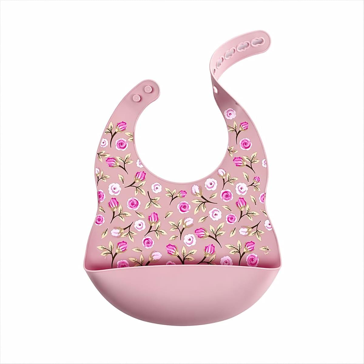NurtureBloom Waterproof Silicone Feeding Bib with Food Catcher, 6+ Months