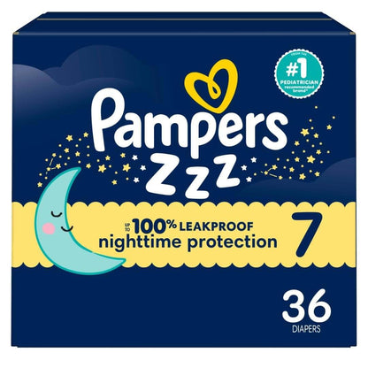 Pampers ZZZ Overnight Diapers, Size 7, 36 Count