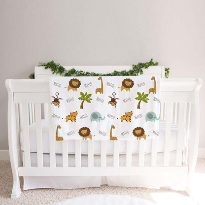 Lovable Gift Co Personalized Fleece Jungle Animals Baby Blanket, Jungle Nursery (photo 2)