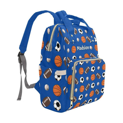 YallLocoMo Custom Diaper Bag Backpack Name Gift Sports Basketball Baseball Soccer Cute Versatile Travel Bag: Large (photo 2)
