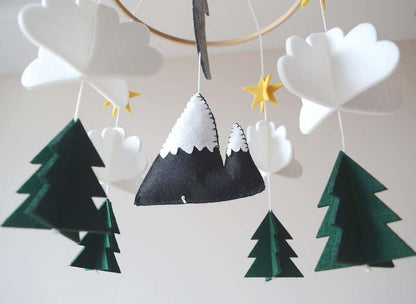 Sorrel + Fern Baby Crib Mobile Starry Woodland Night With Garland