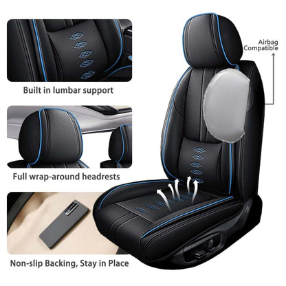 Qufei Front Seat Covers For Nissan 370Z 2009-2020 Leather Waterproof (Black Blue)