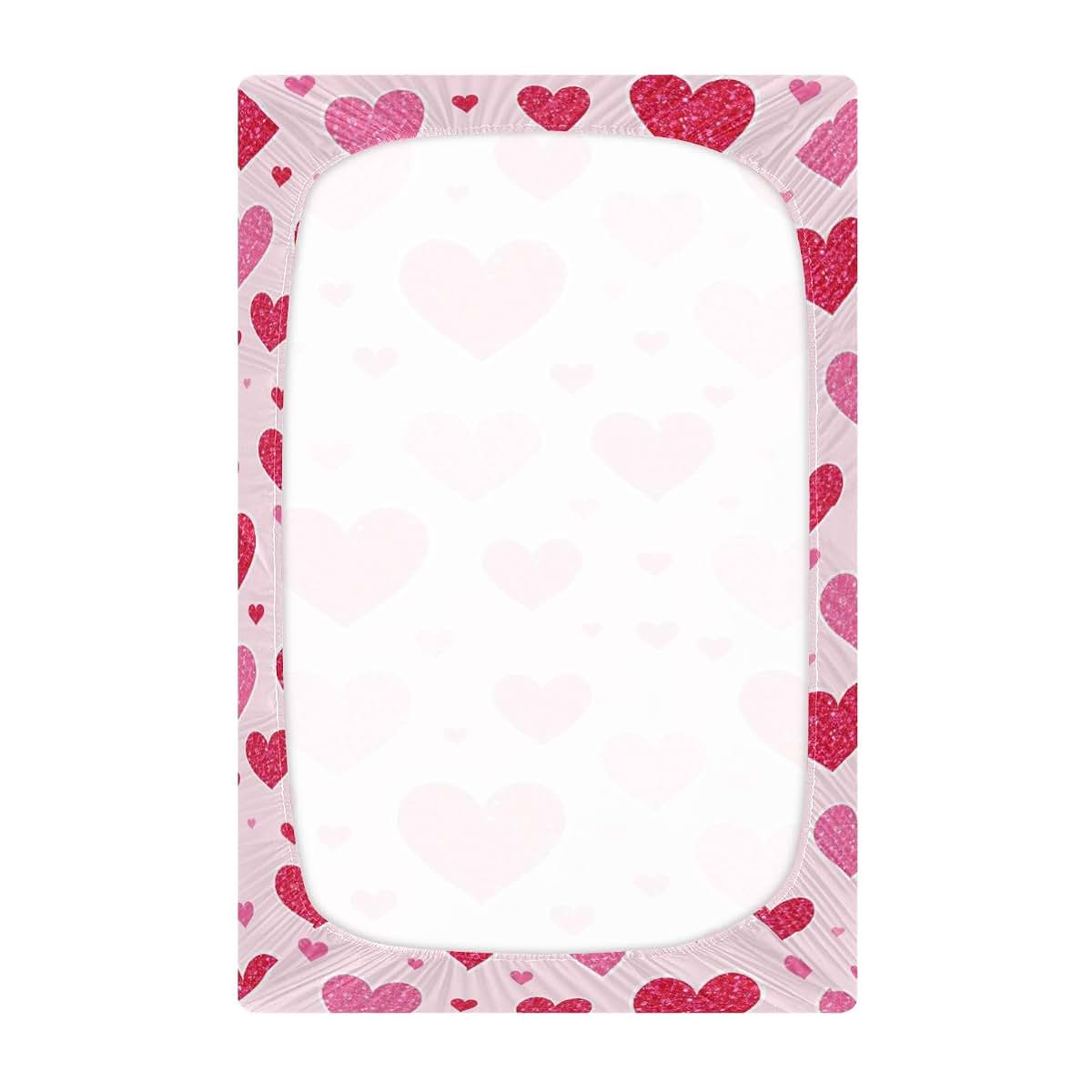 Caikeny Fitted Crib Sheet Hearts Pattern Standard Crib Toddler Mattress