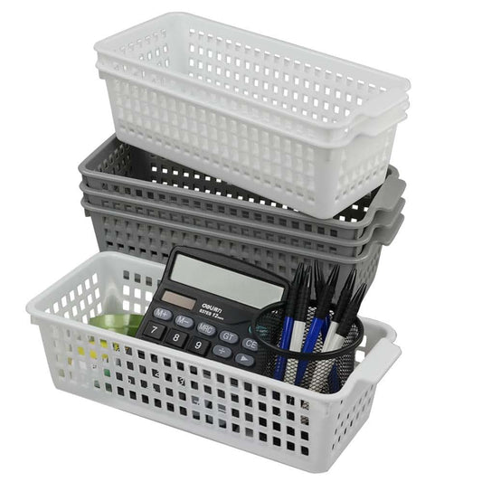 Jekiyo 6 Pack Slim Plastic Storage Baskets For Desktop Organization