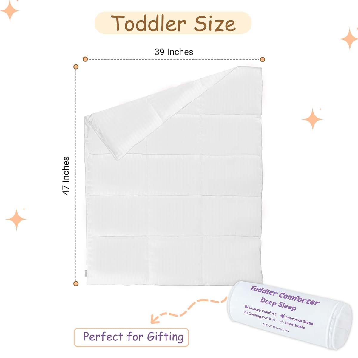 ZPECC Toddler Down Alternative Comforter, 39" x 47", White Stripe (photo 2)