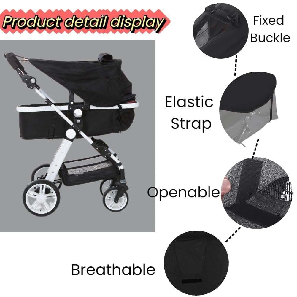 Universal Stroller Sun Shade with Viewing Window, UV-Blocking Canopy