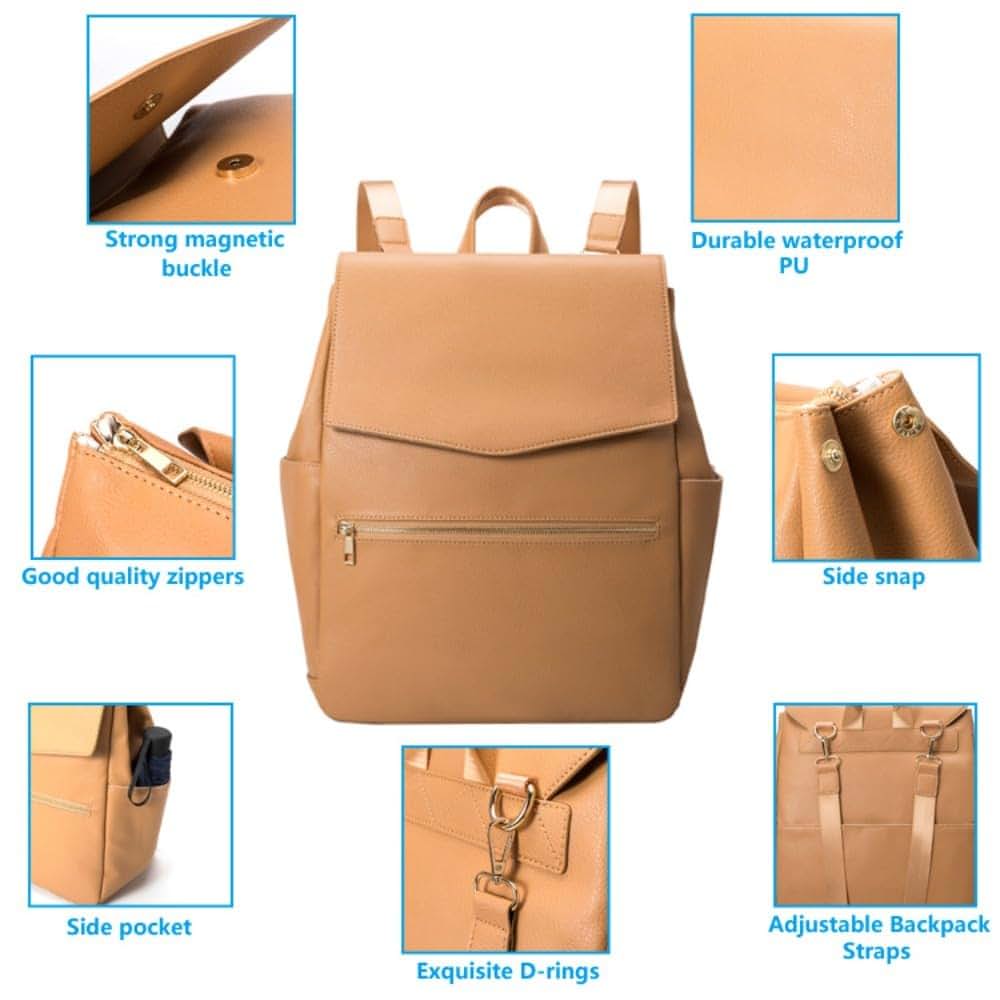 Dunbri Leather Mommy Backpack With Changing Pad And Stroller Hooks (photo 3)