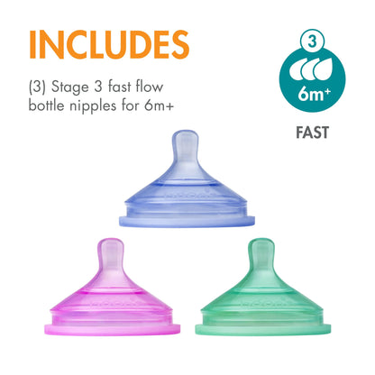 Boon Nursh Silicone Baby Bottle Nipples Fast Flow