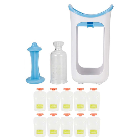 Oumefar Fruit Puree Squeezer with 10 Squeeze Pouches Blue