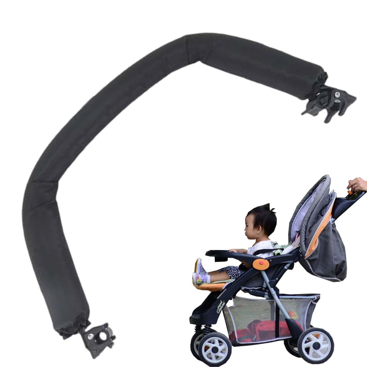 Stroller Snack Tray with Cup Holder, Adjustable Universal Bumper Bar
