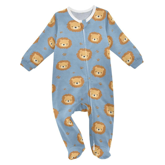 BabyOneStop Lion Print Organic Cotton Footie Pajamas
