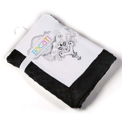 Bacati Damask Baby Blanket in White and Black