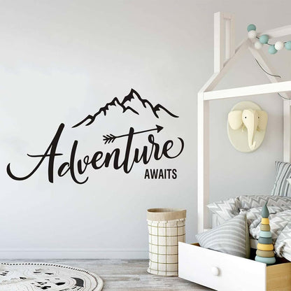 JURUOXIN Adventure Begins Mountain Wall Sticker Black Vinyl Decor