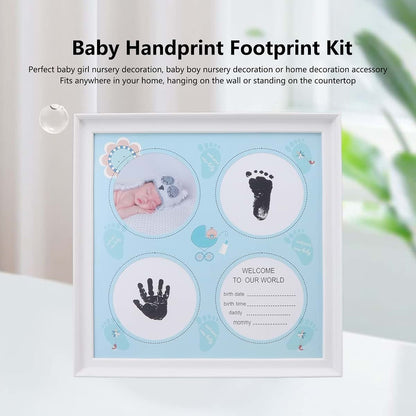 Gsycle Baby Footprint Handprint Kit, Plastic Baby Keepsake Baby Picture Frame Baby Handprint Kit Baby Photo Frame Baby