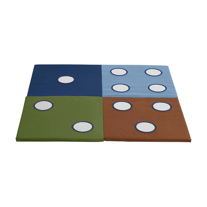 ECR4Kids SoftZone 123 Look at Me Activity Mat with Mirrors, Folding Playmat, Earthtone