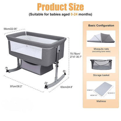 BARMI 3-in-1 Baby Bassinet Bedside Sleeper with Mosquito Net
