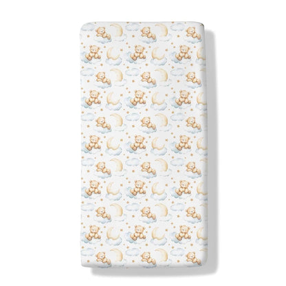 Pynnlts Cartoon Bear Baby Crib Sheet Fitted Toddler Nursery Bed Mattress