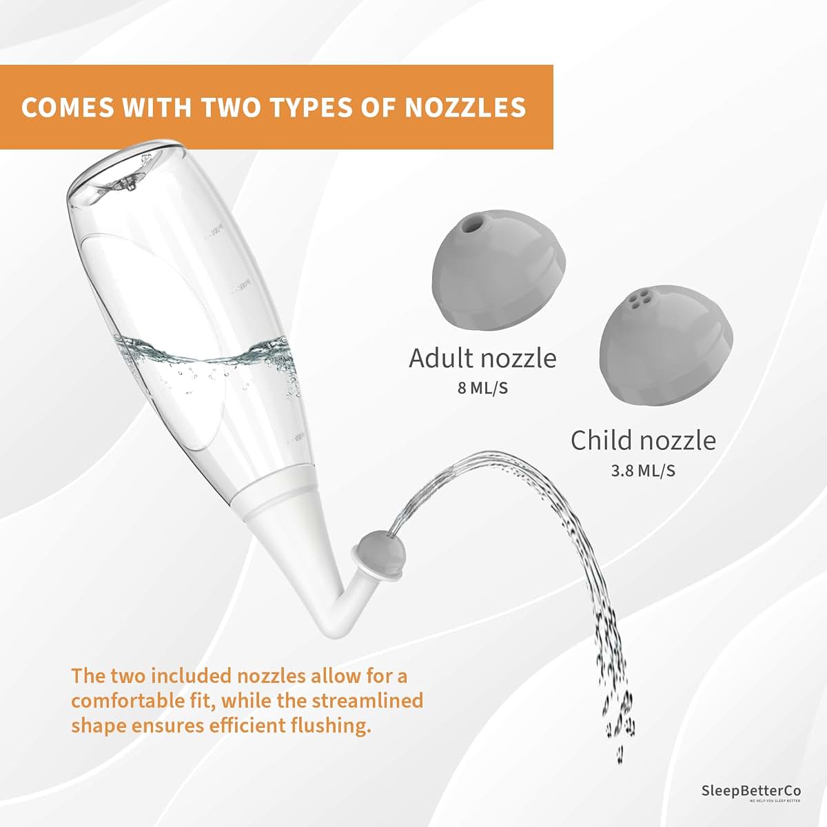 SleepBetterCo Nasal Irrigator Sinus Rinse Bottle Transparent Light-Grey (photo 2)