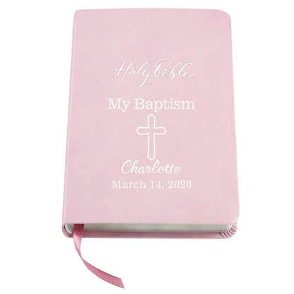 Let's Make Memories Personalized Pink Bible with Silver Foil-Edged Pages
