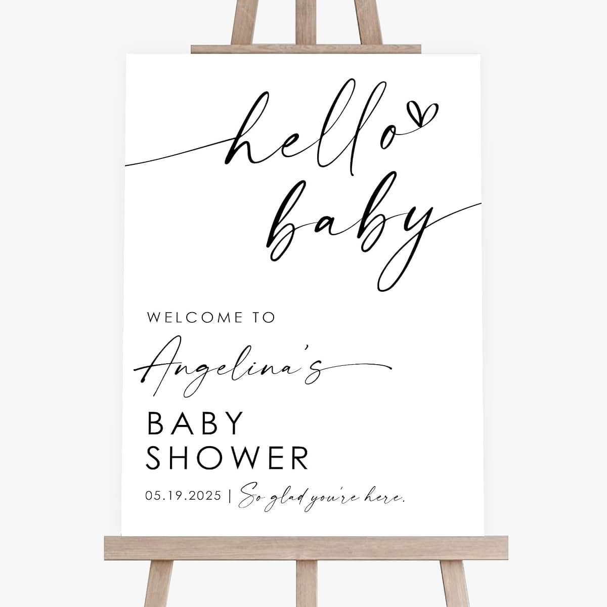 MOTIVE GIFT Custom Baby Shower Welcome Sign, Hello Baby Shower Sign, Modern Baby Shower Poster, Minimalist Baby Welcome