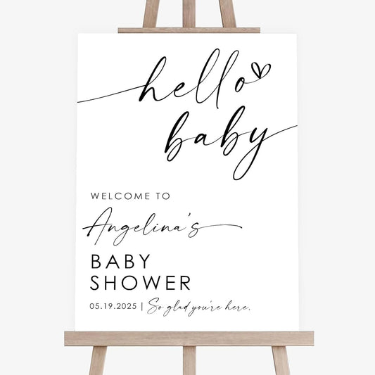 MOTIVE GIFT Custom Baby Shower Welcome Sign, Hello Baby Shower Sign, Modern Baby Shower Poster, Minimalist Baby Welcome