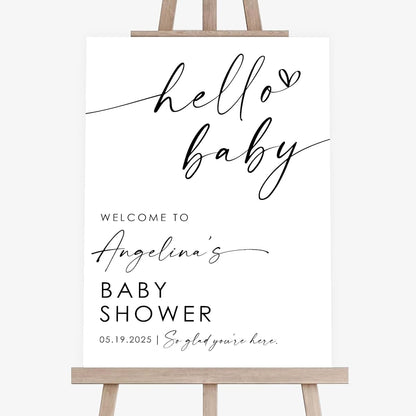 MOTIVE GIFT Custom Baby Shower Welcome Sign, Hello Baby Shower Sign, Modern Baby Shower Poster, Minimalist Baby Welcome