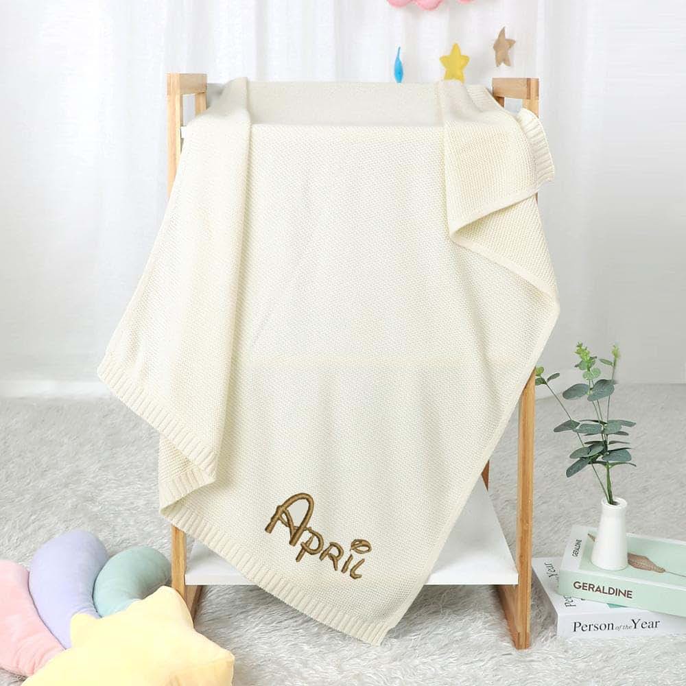 ZoikoM Personalised Baby Blanket With Embroidered Name