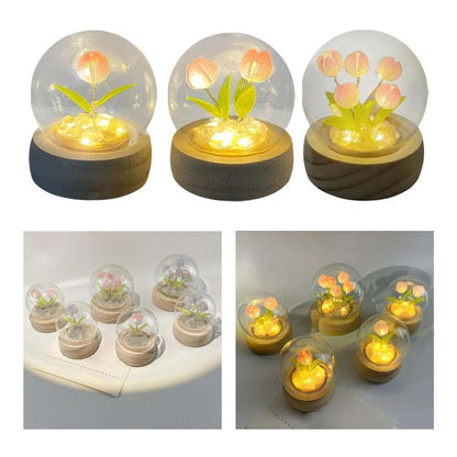 Anso Handmade Tulip Night Light Table Lamp 5 Flowers Decoration (photo 2)