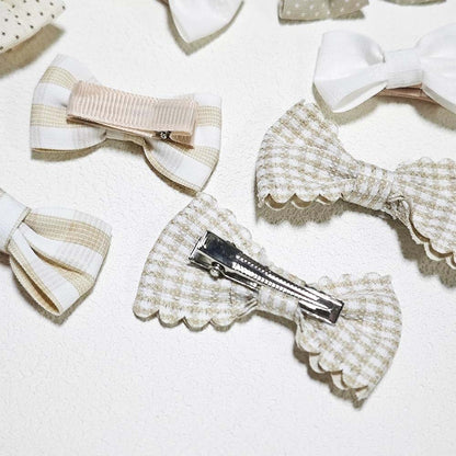 TSACOS Bow Hair Clips for Girls - 12 Piece Handmade Printed Barrettes Set