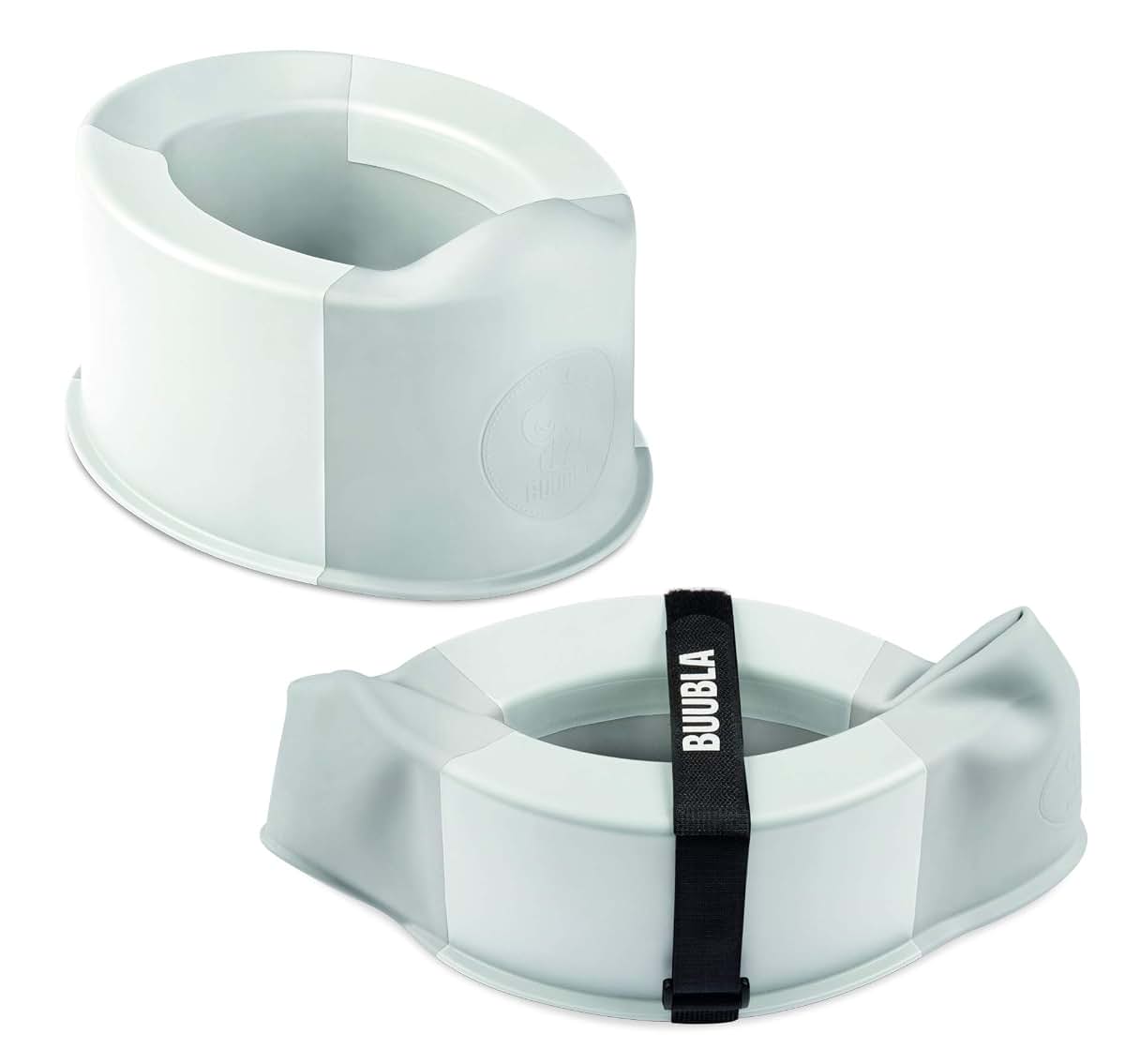Buubla Foldable Potty Chair in White and Light Gray for Home and Travel