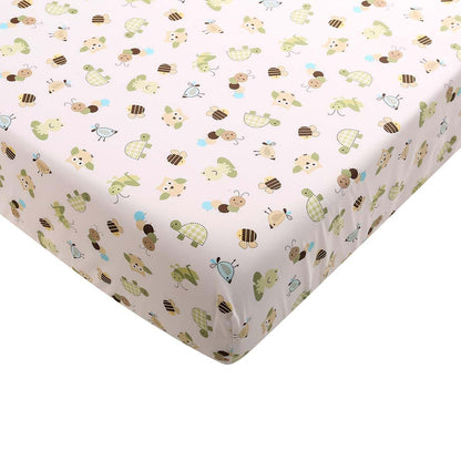 CribMATE 2-Pack White Garden Frog Theme Crib Fitted Sheets, Cotton