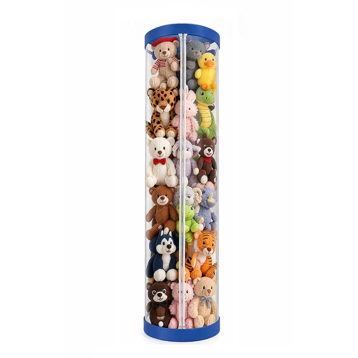 ZYX-New House Stuffed Animal Storage Tube with Zipper, 47 Inch Tall, Blue