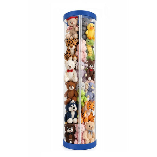 ZYX-New House Stuffed Animal Storage Tube with Zipper, 47 Inch Tall, Blue