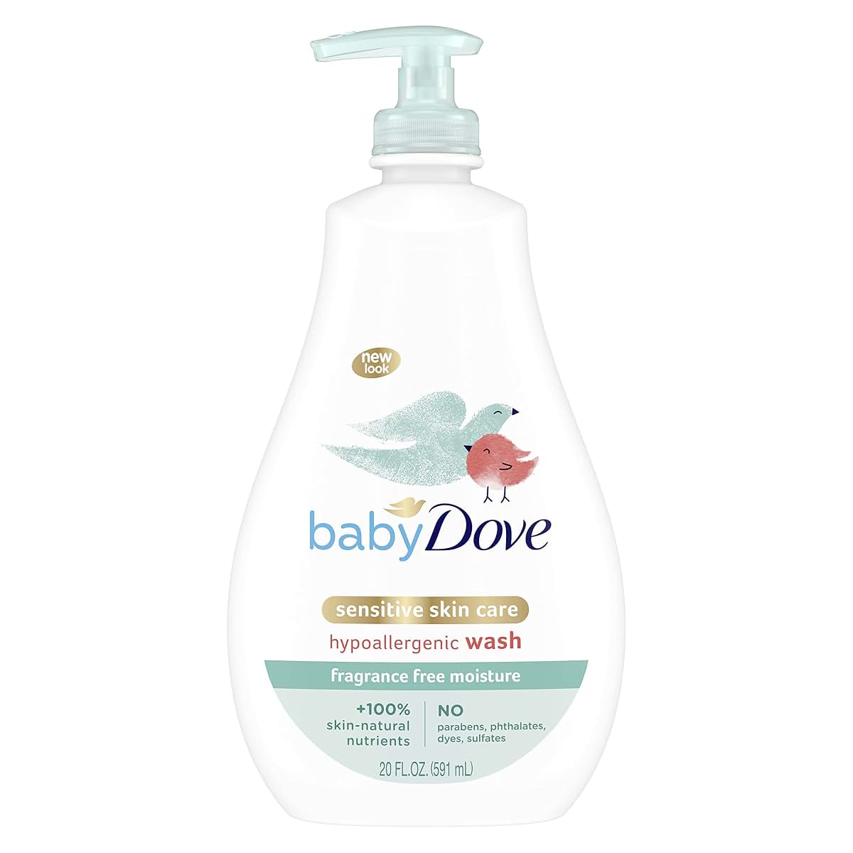 Baby Dove Fragrance Free Moisture Baby Wash, Sensitive Skin, 20 oz