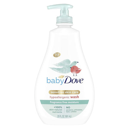 Baby Dove Fragrance Free Moisture Baby Wash, Sensitive Skin, 20 oz