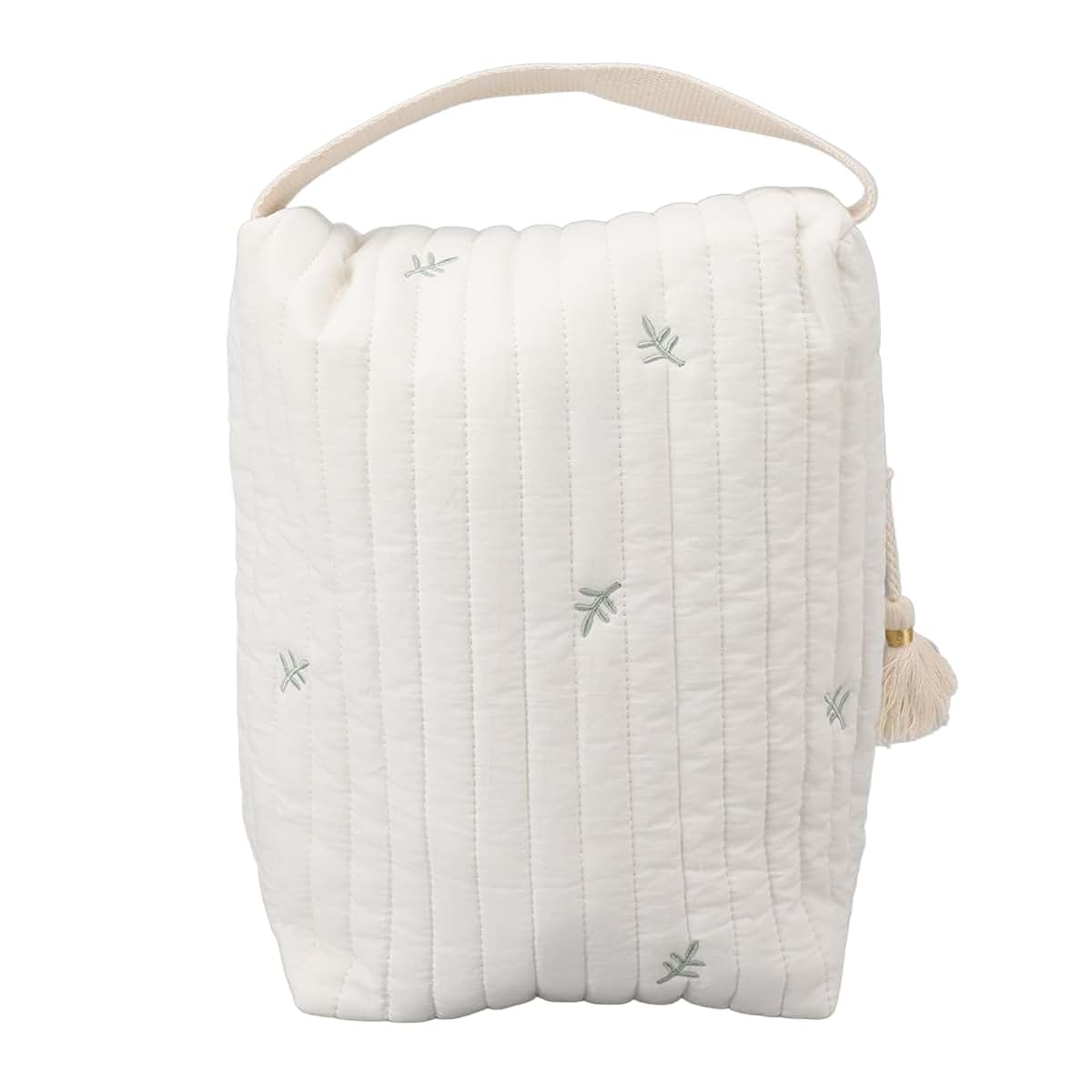 BAOK Diaper Bag, Soft Cotton Stroller Bag With Embroidered Leaf Pattern (photo 4)