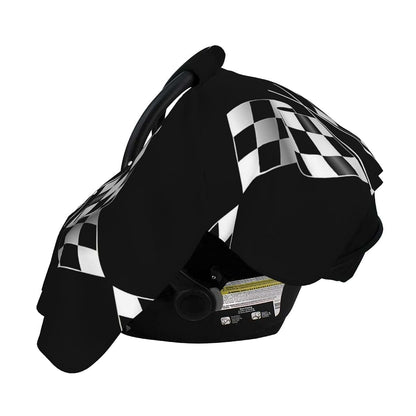 SHANGYINGJI Black and White Checkered Flag Muslin Cotton Baby Car Seat Cover