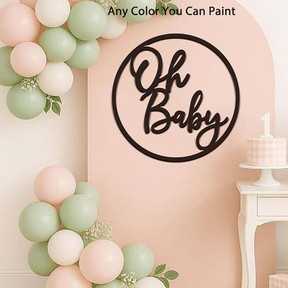 Qualiassu Oh Baby Wood Sign for Baby Shower Decoration, White