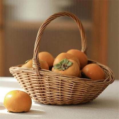Grimmstr Wicker Shopping Basket Wicker Storage Basket with Handle, Gift Hamper Basket, Picnic Baskets, Kitchen Basket (photo 4)