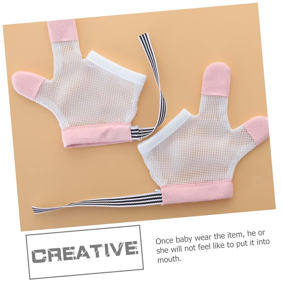 Abaodam Baby Finger Sucking Stop Gloves - Adjustable Mesh Thumb Guard