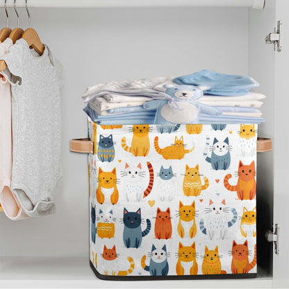 13x13 Inch Polyester Storage Basket Bin With Cats Pattern