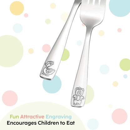 Plaskidy Kids Stainless Steel Silverware Set of 10 Toddler Forks and Spoons
