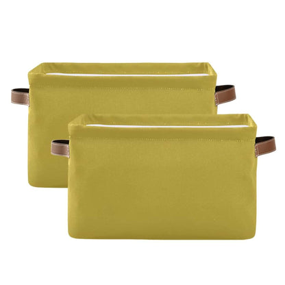 Maunzc Canvas Storage Bins with Leather Handles