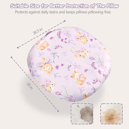 Jundetye Newborn Lounger Cover, Purple Flower Cat Pattern, 26.5x26 Inch Machine Washable Slipcover