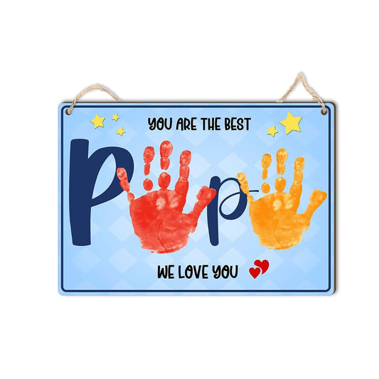 BEETHIS You are The Best Papa Wooden Signs, DIY Father's Day Handprint Sign 2026, Family Home Decoration, Grandpa Daddy