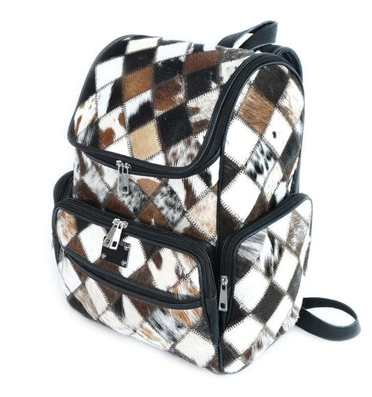 Leather Jacketz Cowhide Backpack - cow print diaper bag - western diaper bags - cowhide diaper bag, Regular, Black