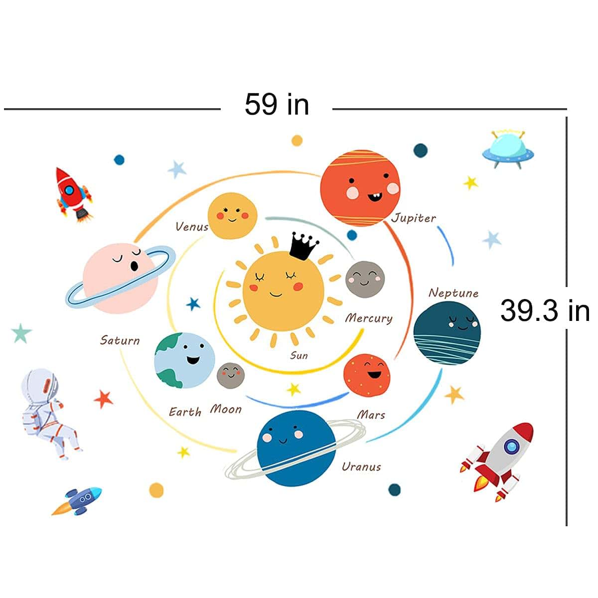 BabyOneStop Space Planet Kids Wall Stickers Large Educational Peel & Stick Decals